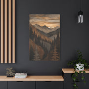Layered Wood Mountain Forest Relief Trees Wall Art & Canvas Print