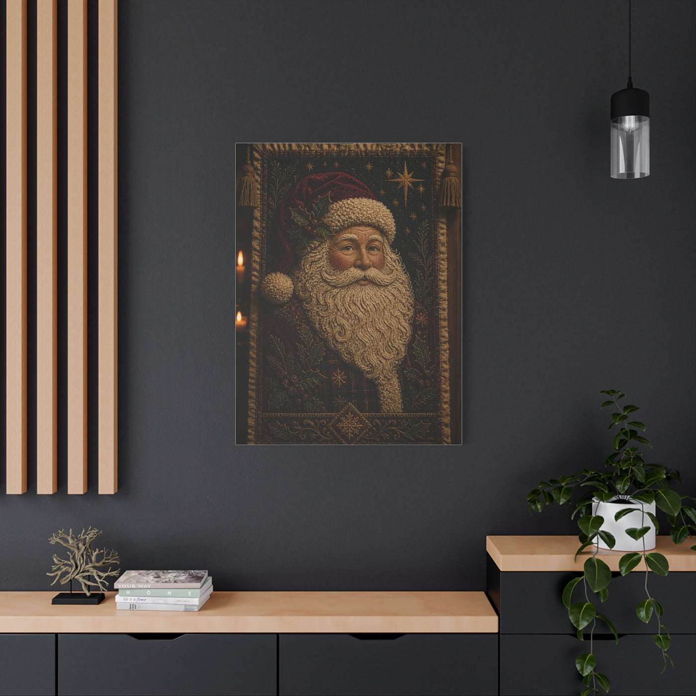 Handcrafted Textile Santa Tapestry Wall Art & Canvas Print