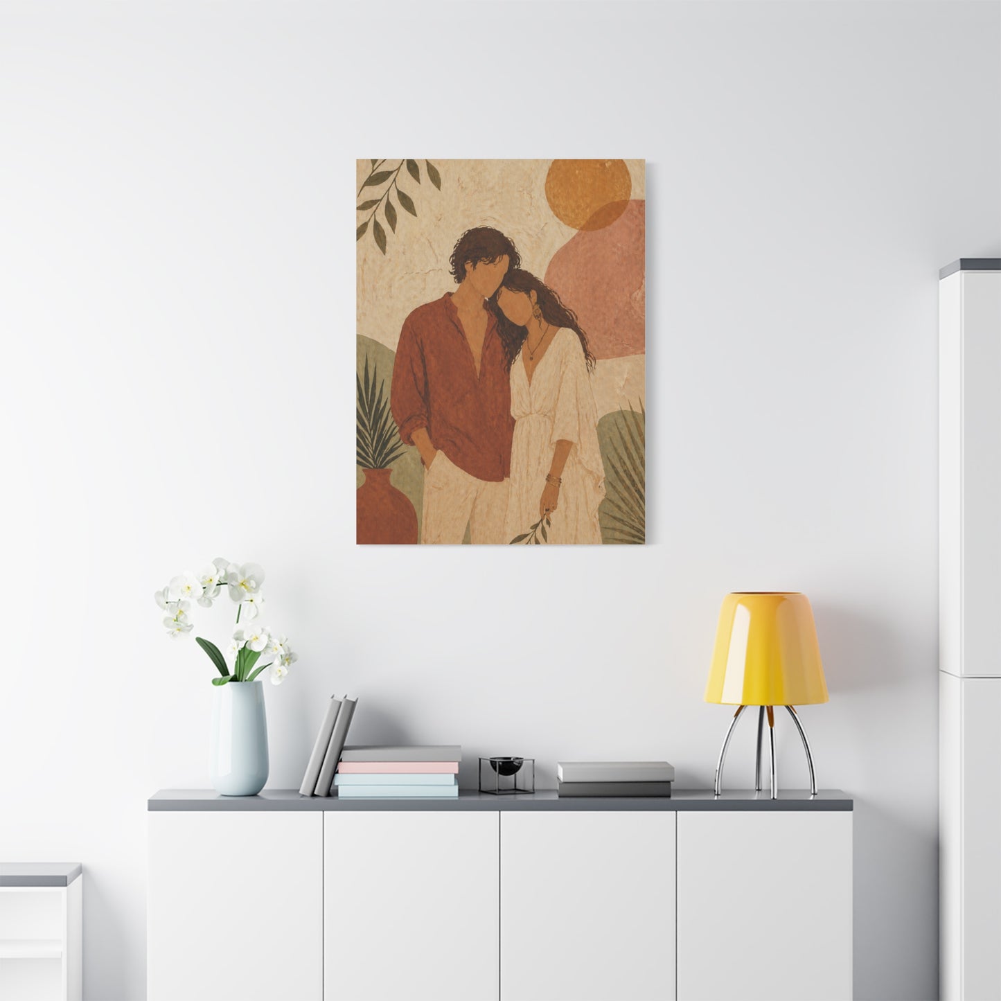 Bohemian Faceless Couple Portrait Wall Art & Canvas Print