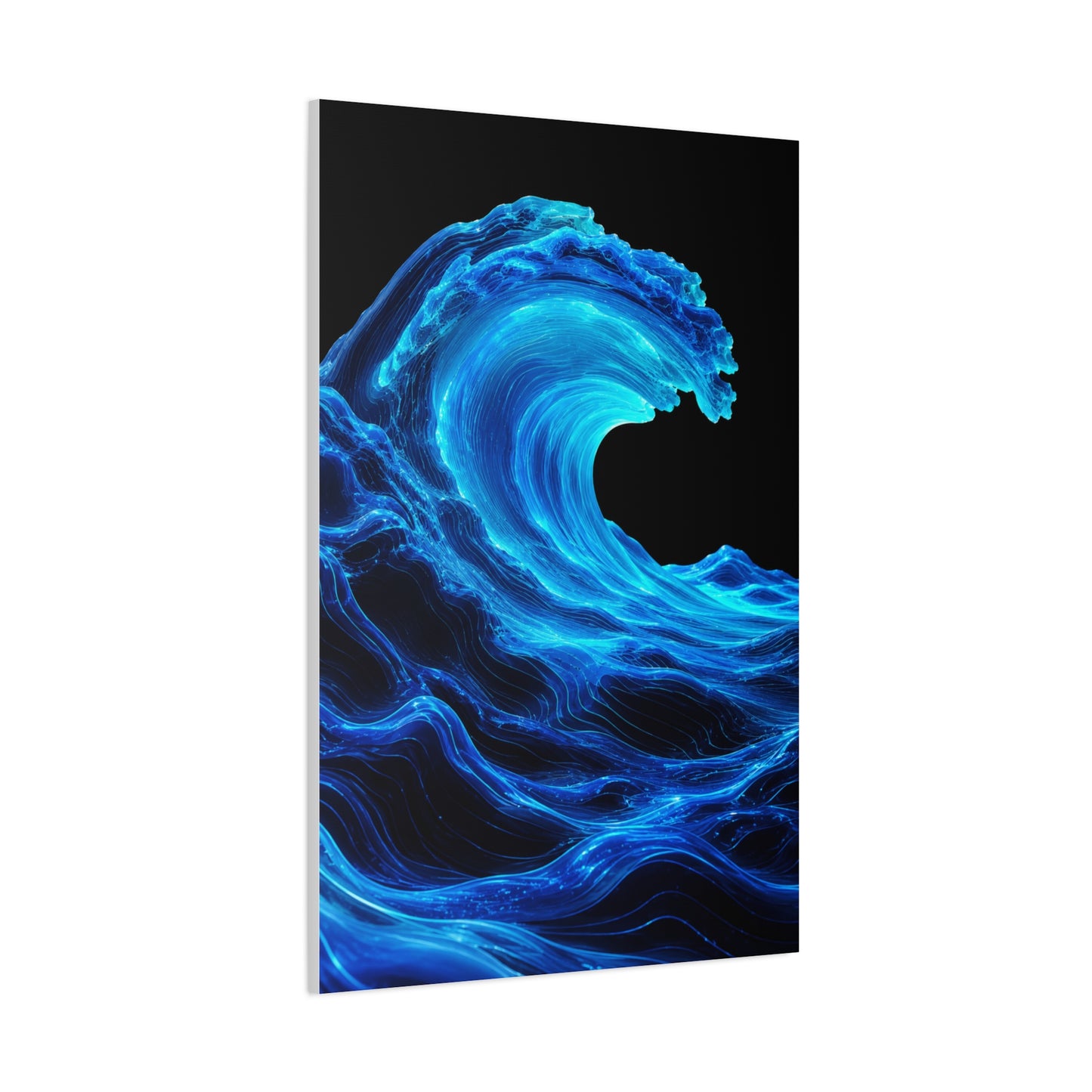 Luminous Neon Blue Wave Energy Wall Art & Canvas Print