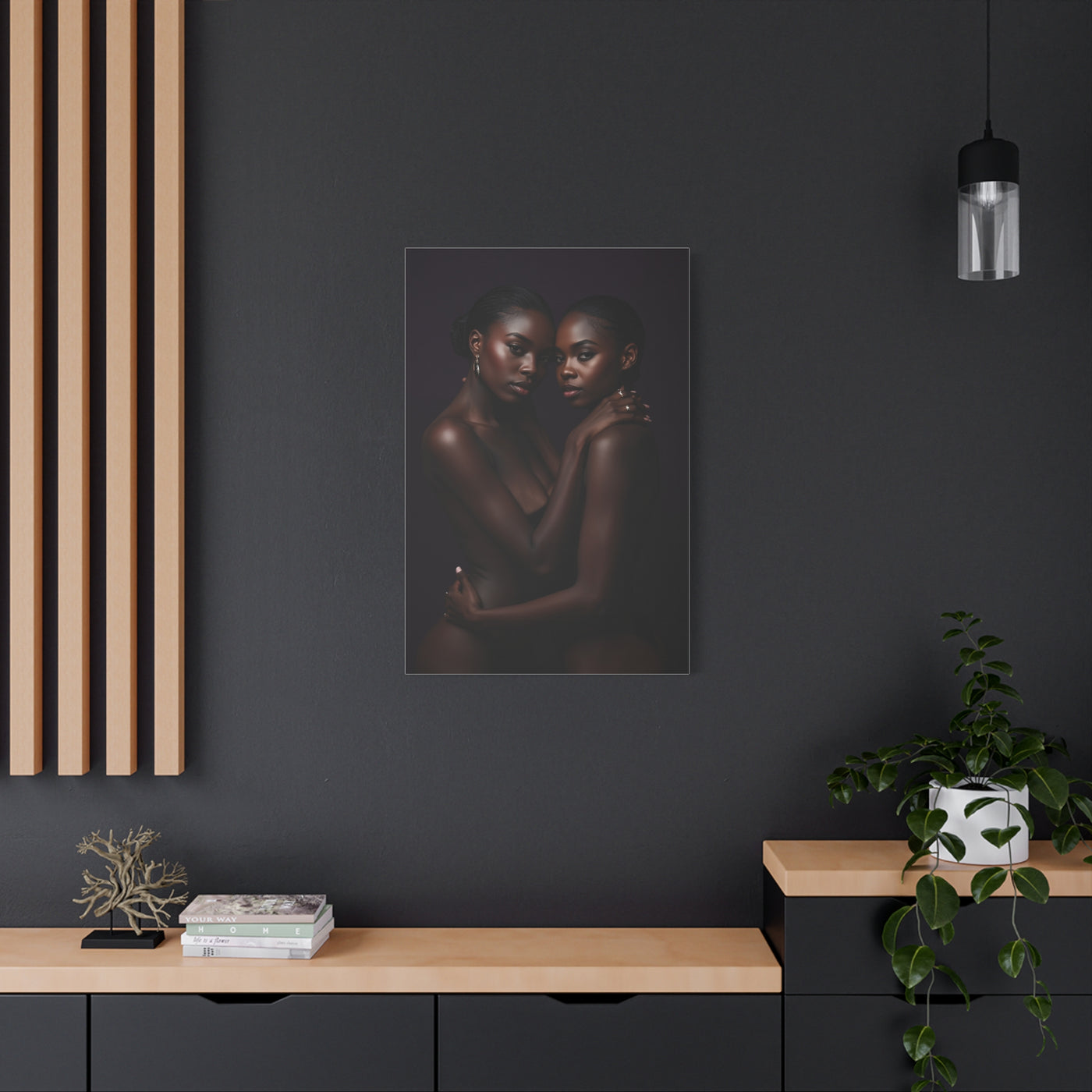 Intimate Dual Portrait Embrace Wall Art & Canvas Print