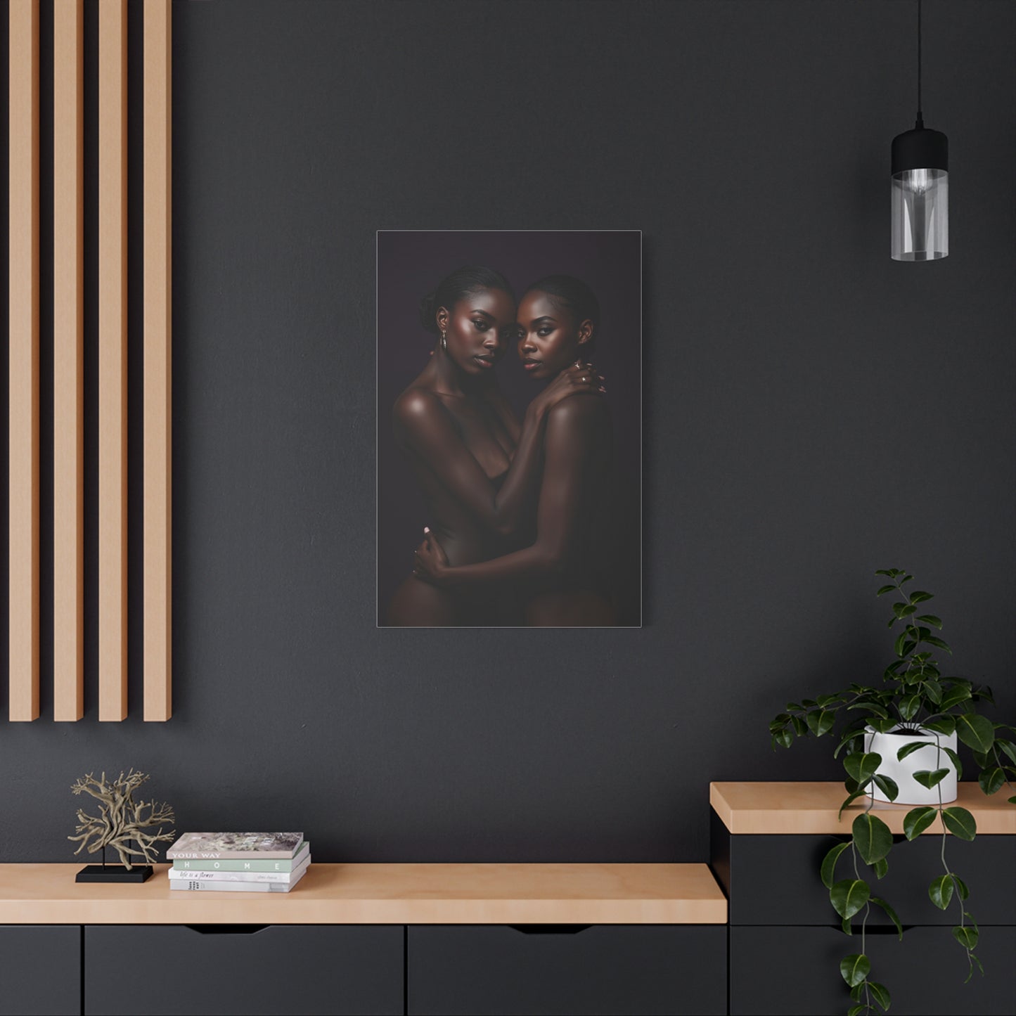 Intimate Dual Portrait Embrace Wall Art & Canvas Print