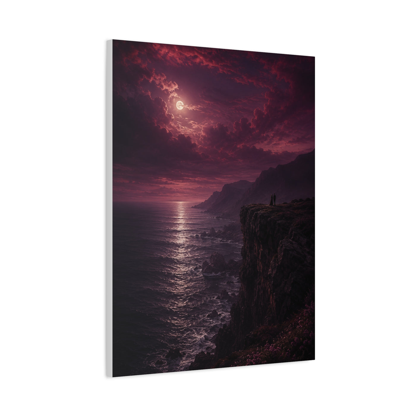 Moonlit Cliffside Love Landscape Wall Art & Canvas Print