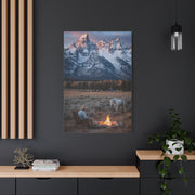 Lone Cowboy Walking Through Frontier Town Wall Art & Canvas Print
