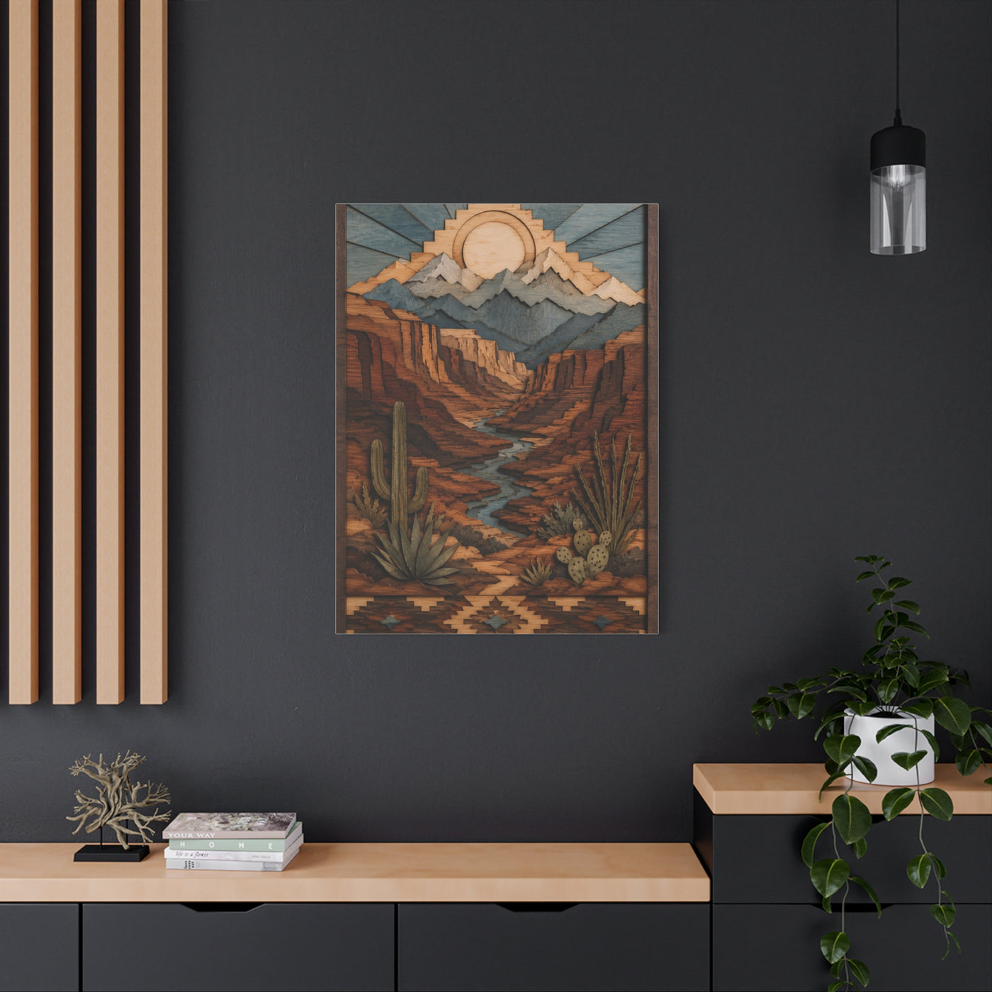 Layered Canyon Wood Mosaic Southwest Wall Art & Canvas Print