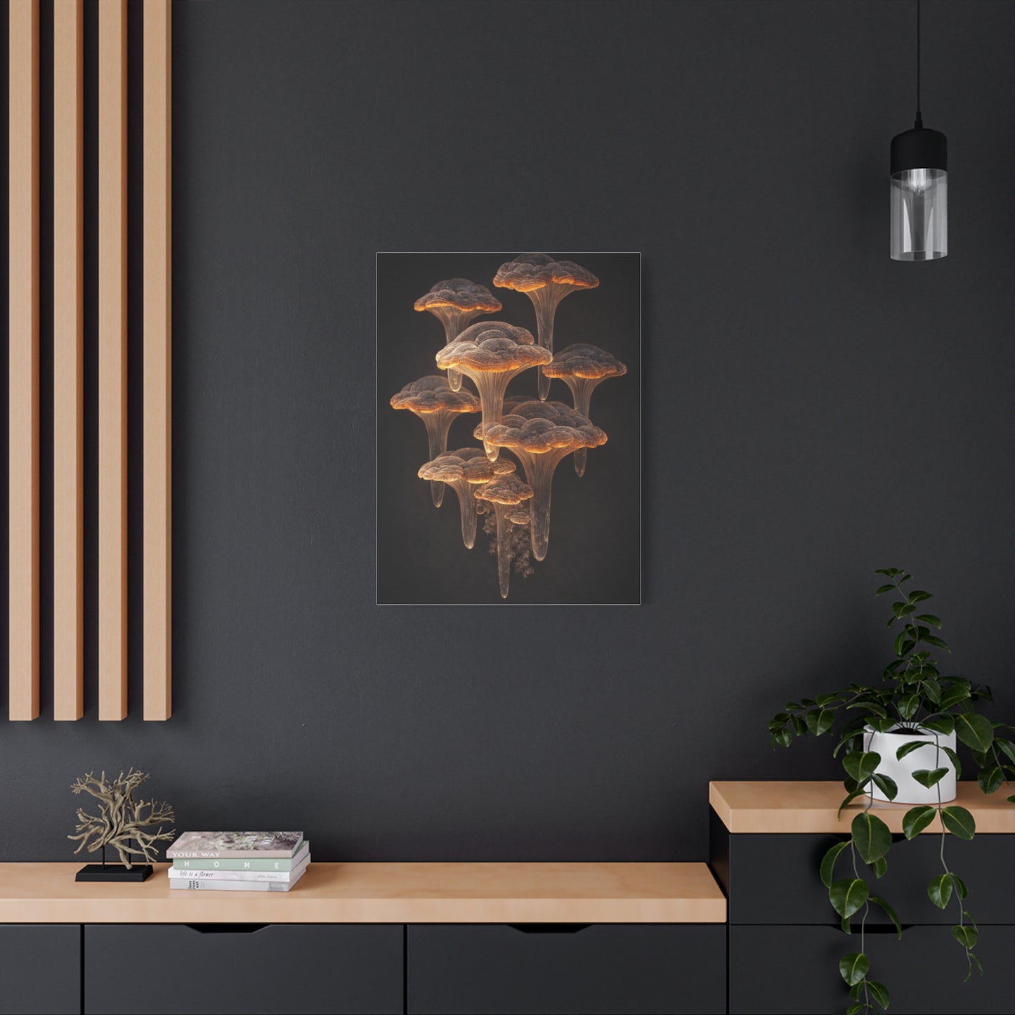 Luminous Amber Lingzhi Sculpture Study Wall Art & Canvas Print