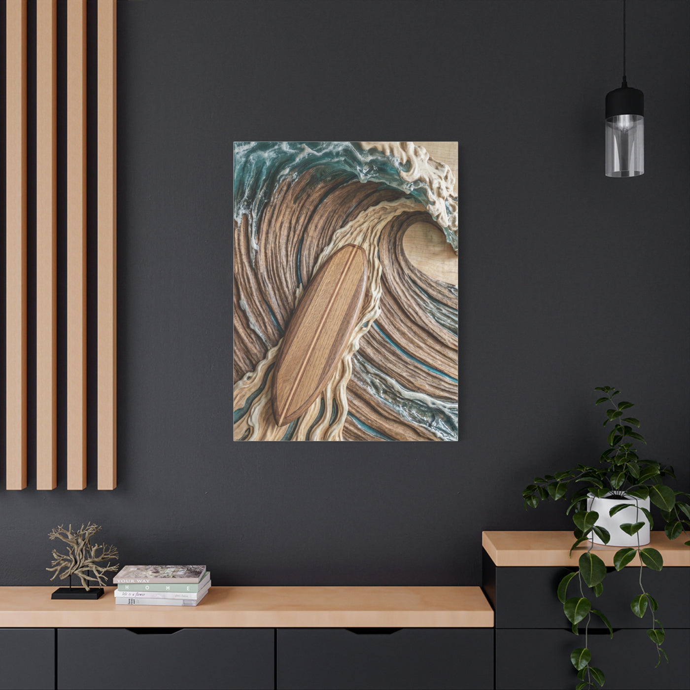 Surfboard Carved Barrel Wave Perspective Wall Art & Canvas Print