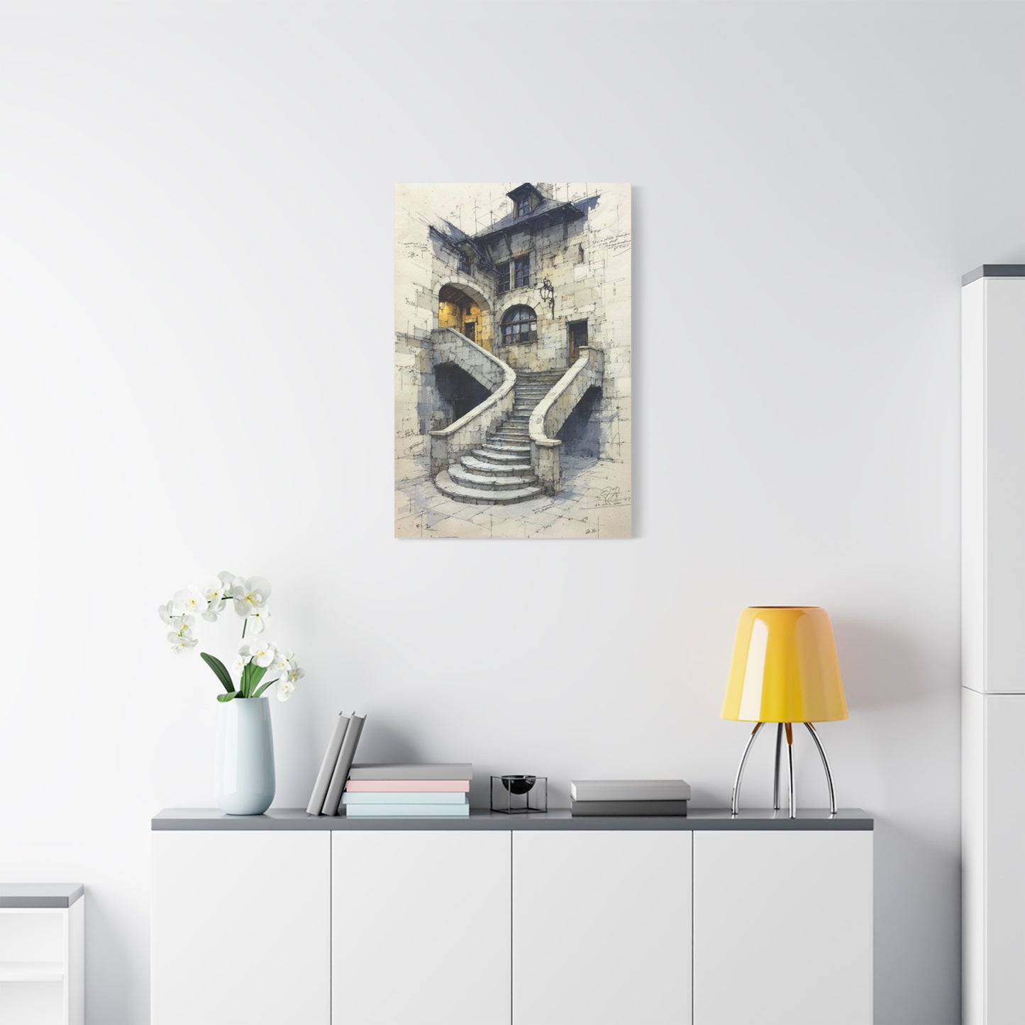 Architectural Staircase Sketch Wall Art & Canvas Print