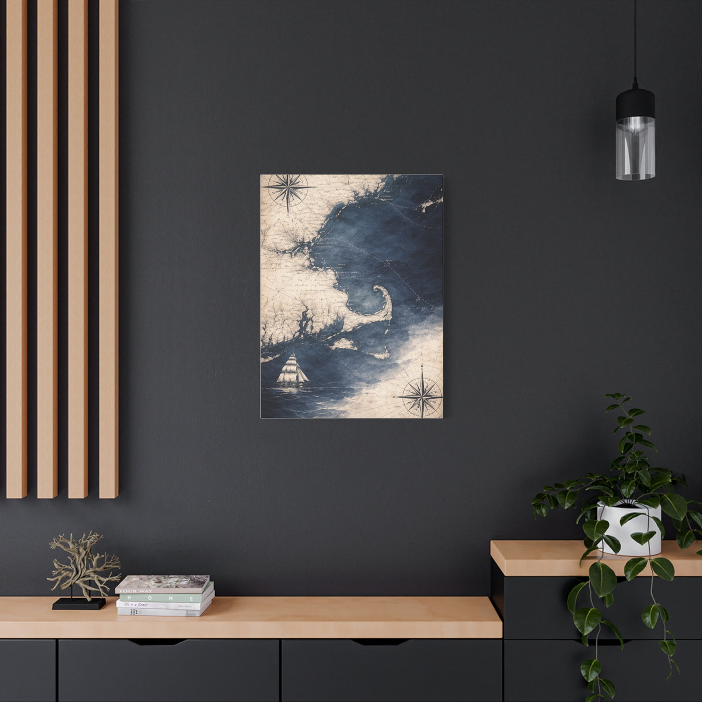 Vintage Nautical Map Ocean Composition Wall Art & Canvas Print
