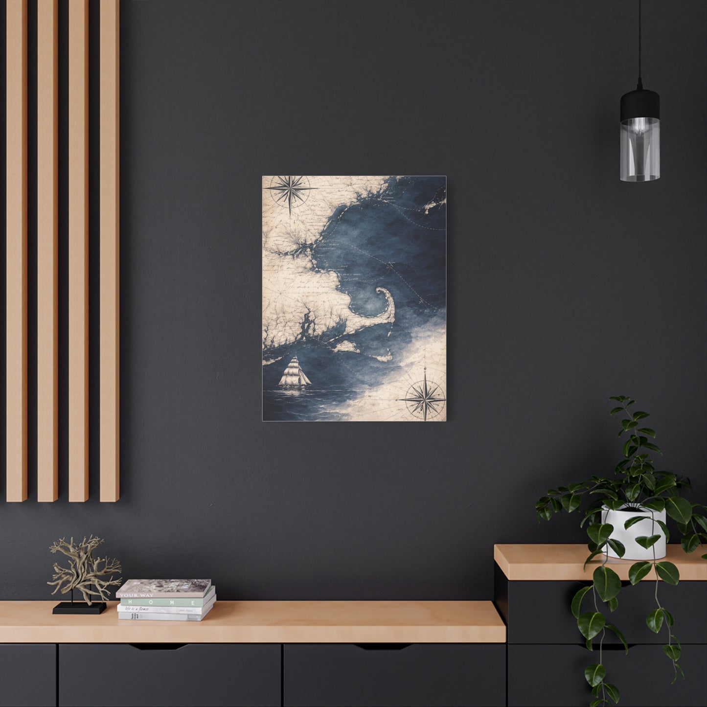 Vintage Nautical Map Ocean Composition Wall Art & Canvas Print