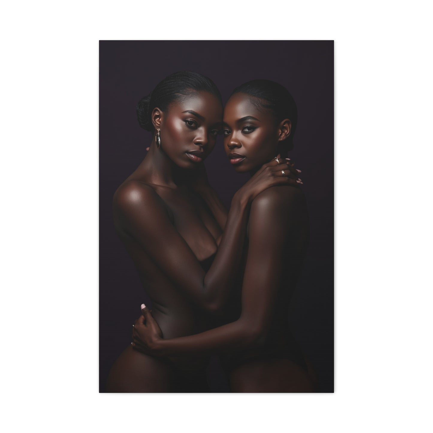Intimate Dual Portrait Embrace Wall Art & Canvas Print