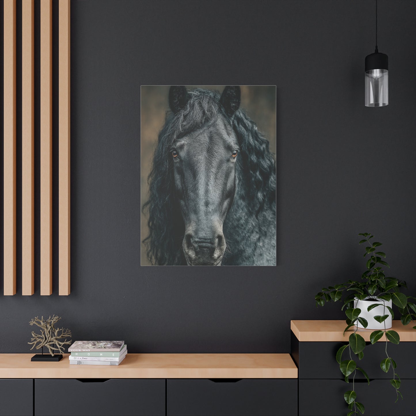 Black Horse Frontal Portrait Wall Art & Canvas Print