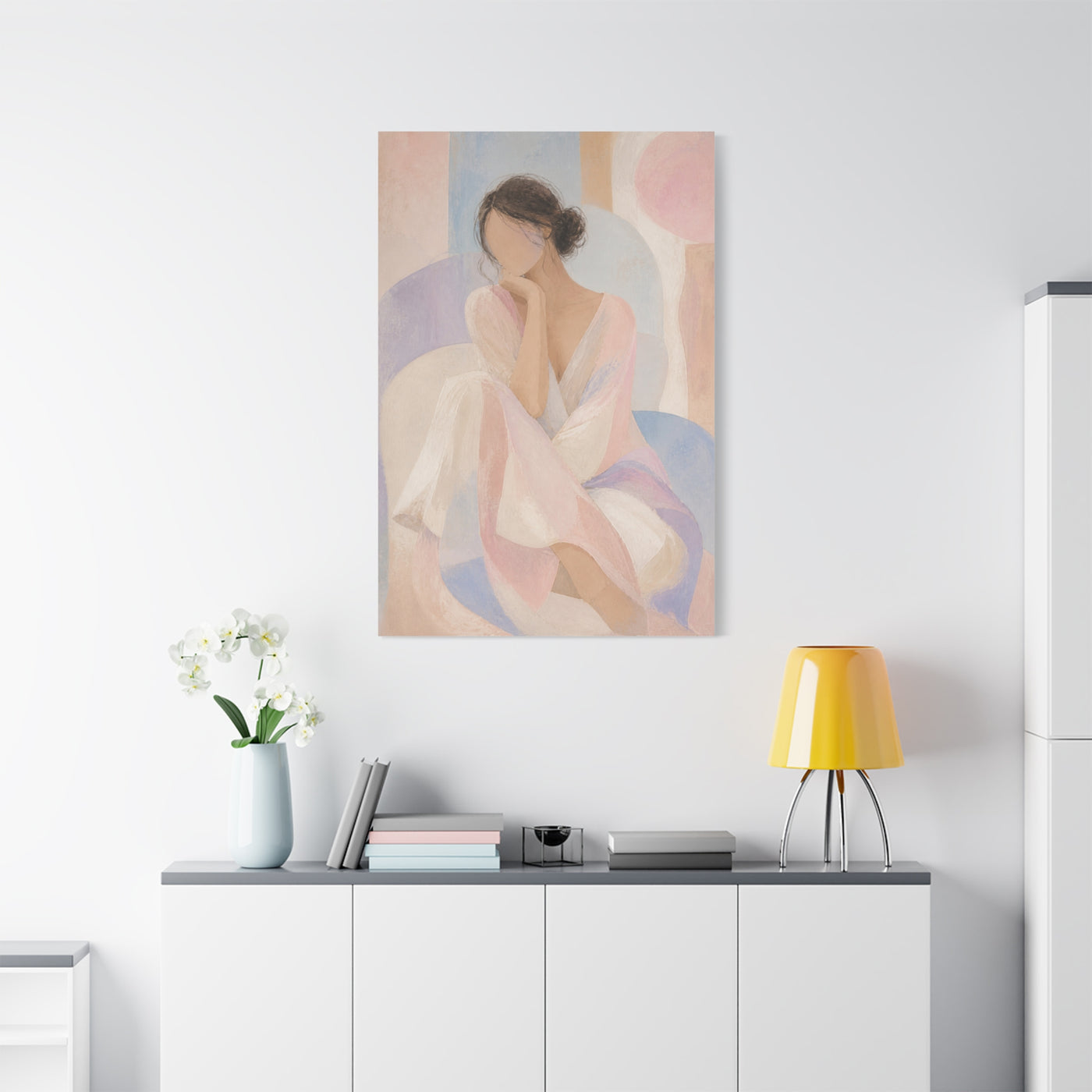 Seated Figure in Pastel Tones Wall Art & Canvas Print
