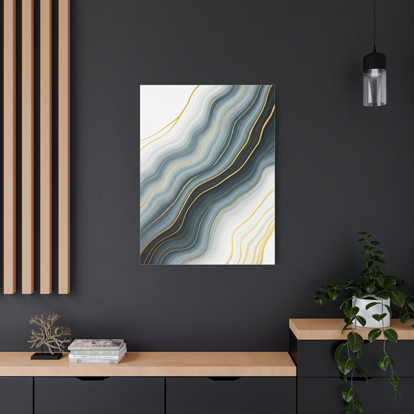Grey Marble Gold Vein Abstract Wall Art & Canvas Prints
