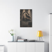 Minimal Howling Wolf Moon Relief Panel Wall Art & Canvas Print