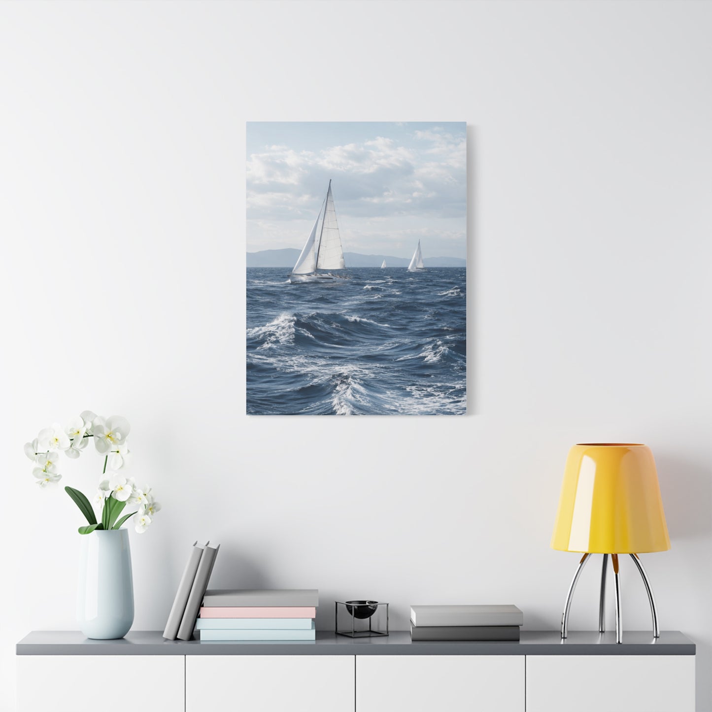 Sailing Horizon Coastal Elegance Scene Wall Art & Canvas Print