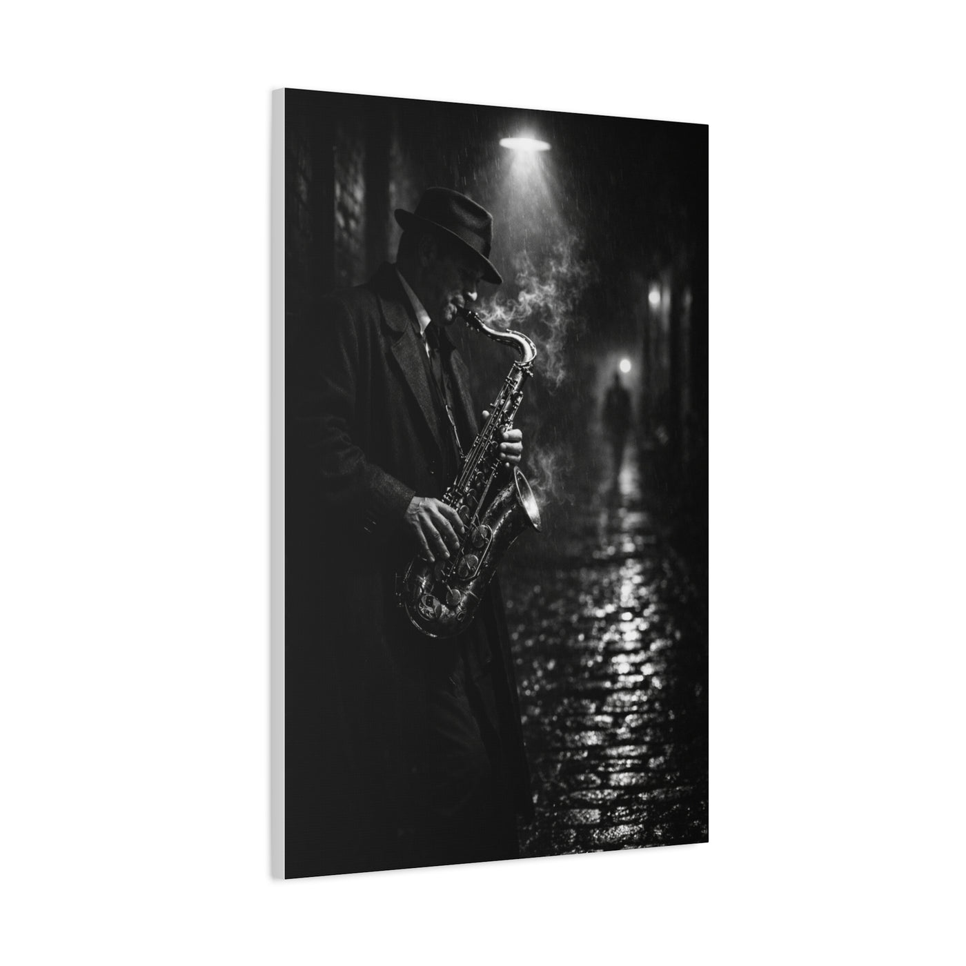 Noir Jazz Saxophone Alley Wall Art & Canvas Print