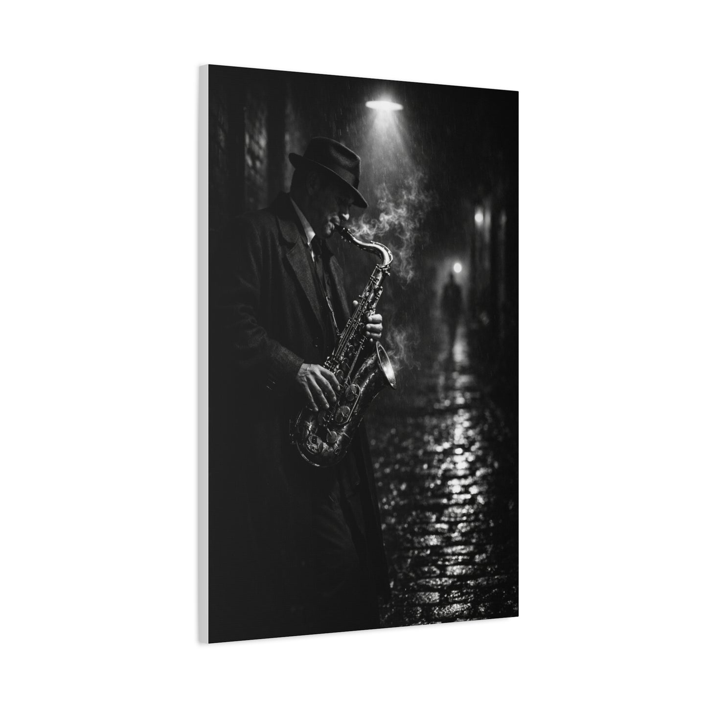 Noir Jazz Saxophone Alley Wall Art & Canvas Print