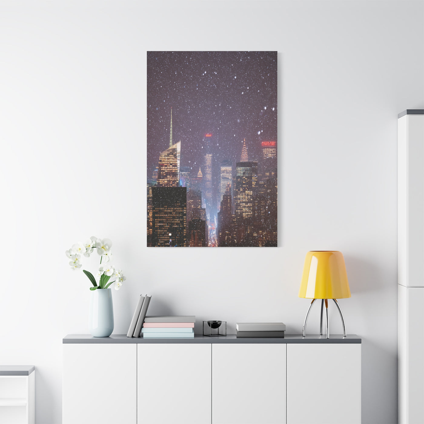 New York Winter Snowfall Skyline Wall Art & Canvas Print