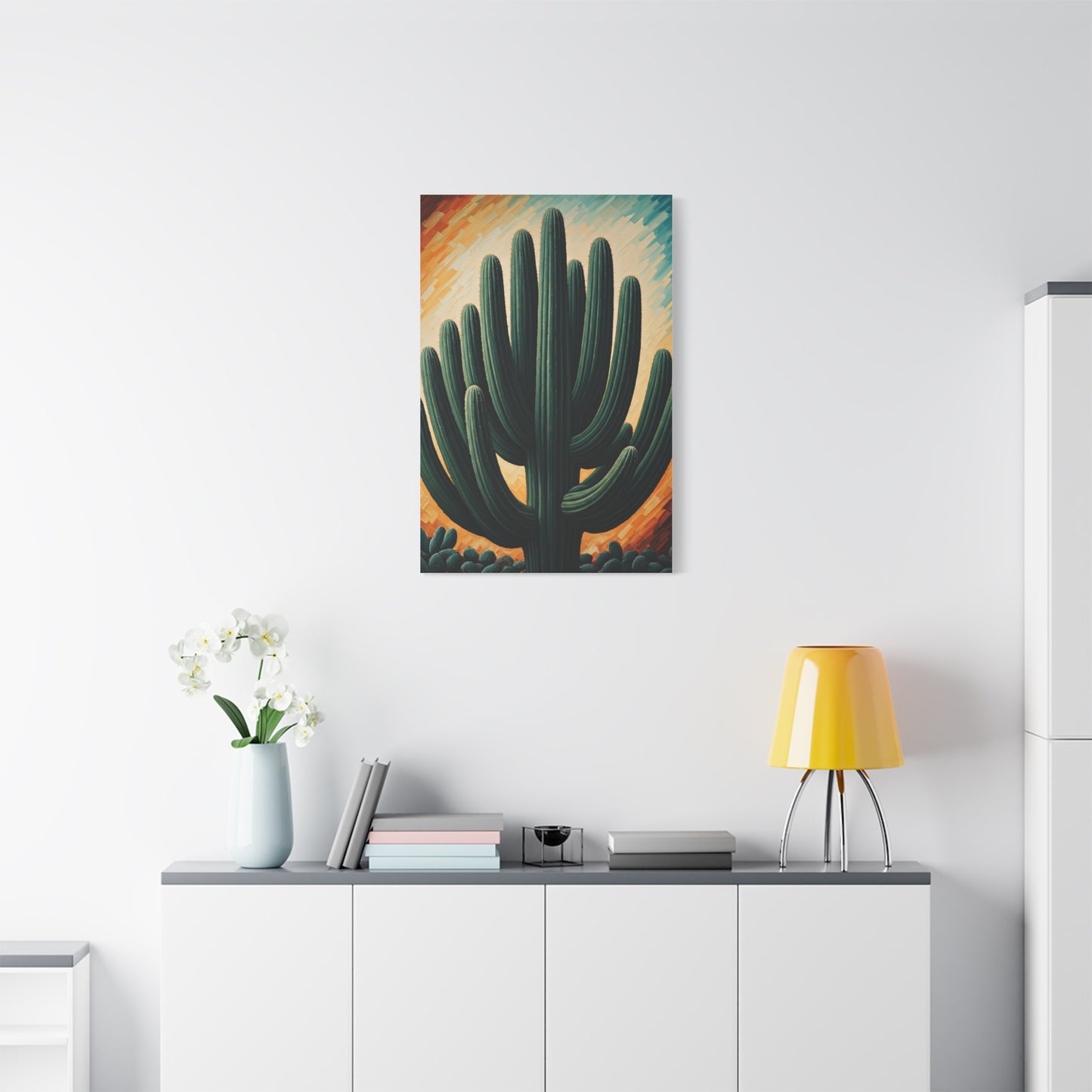 Textured Desert Saguaro Illustration Wall Art & Canvas Prints