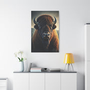 Warm-Toned Symmetrical Bison Portrait Wall Art & Canvas Print