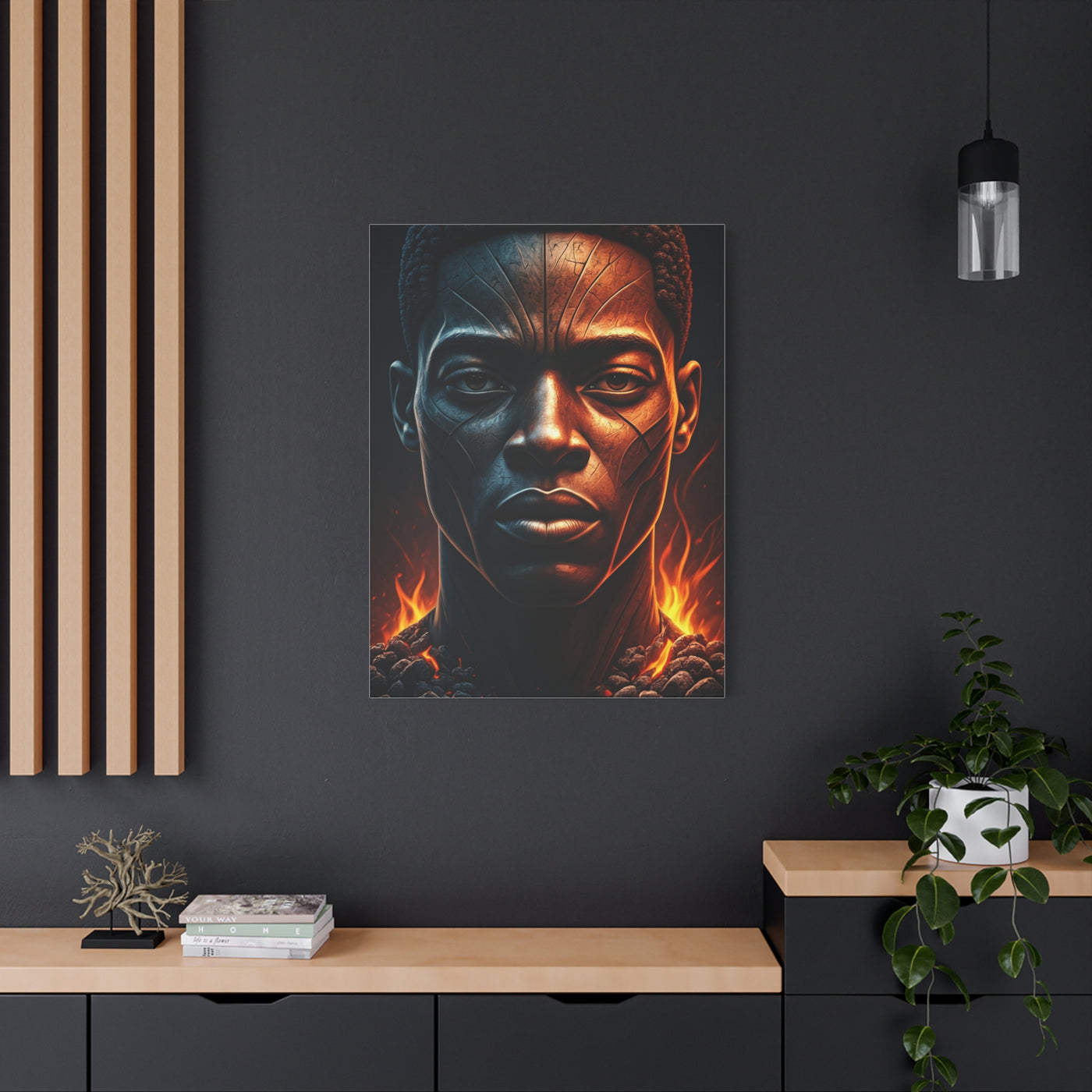 Fire and Shadow Warrior Portrait Wall Art & Canvas Prints