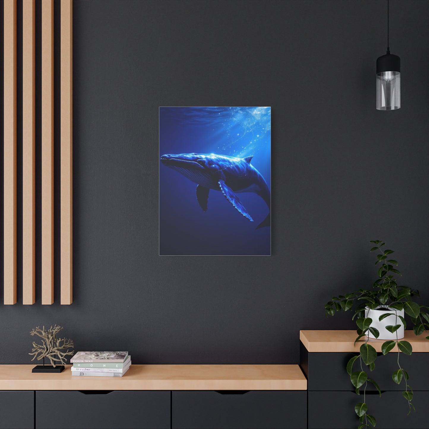 Majestic Blue Whale in Deep Ocean Light Wall Art & Canvas Prints