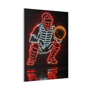 Neon Catcher Sign Sports Wall Art & Canvas Print