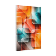 Tangerine and Teal Acrylic Geometry Wall Art & Canvas Print