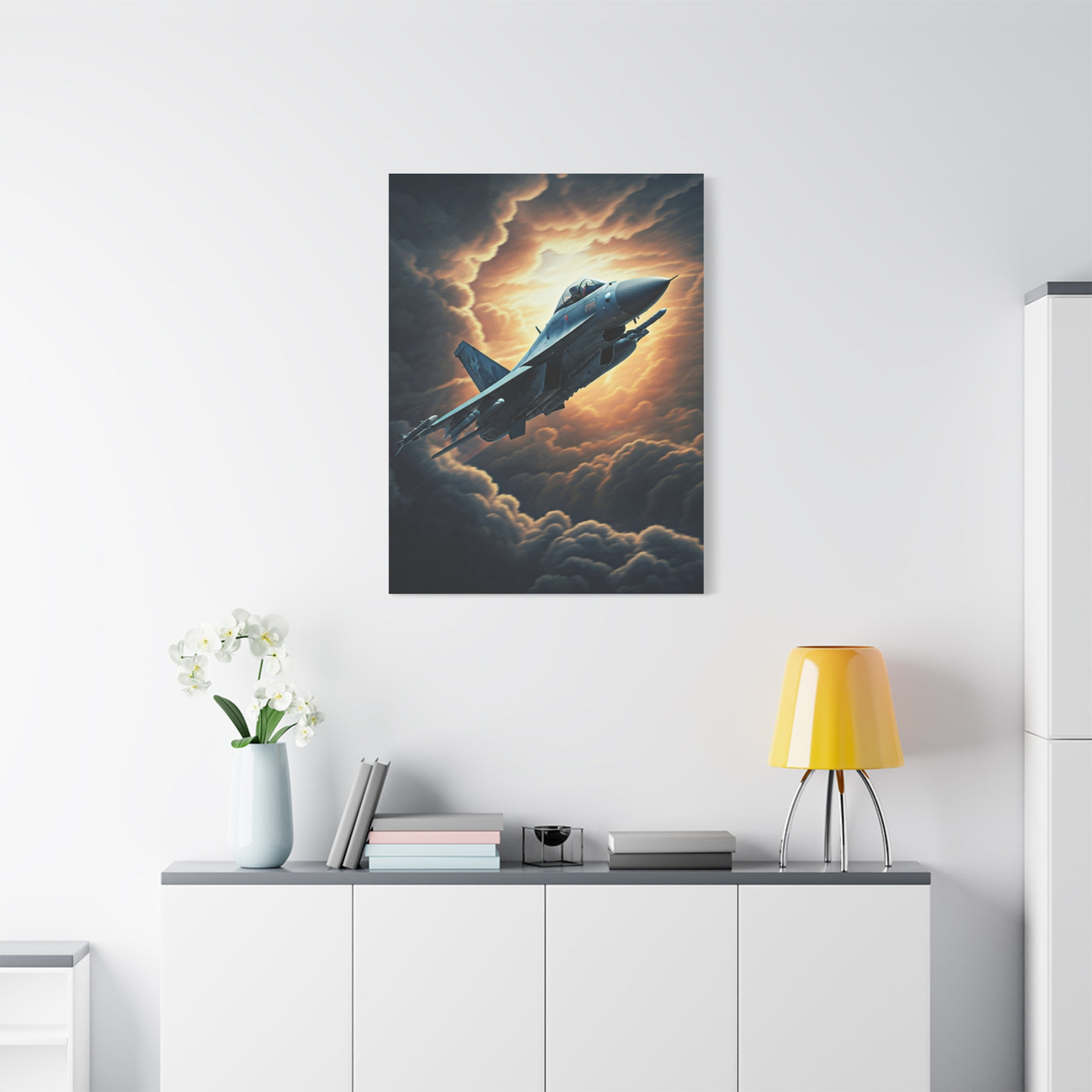 Sunset lone Aircraft Sky Wall Art & Canvas Prints .