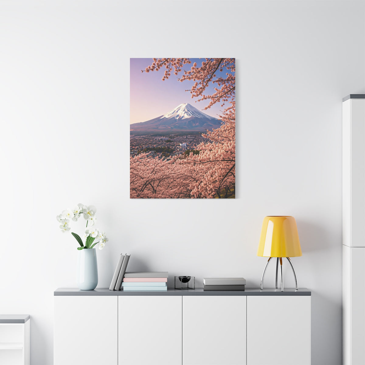 Mount Fuji Over Sakura Blossom Hillside Wall Art & Canvas Prints