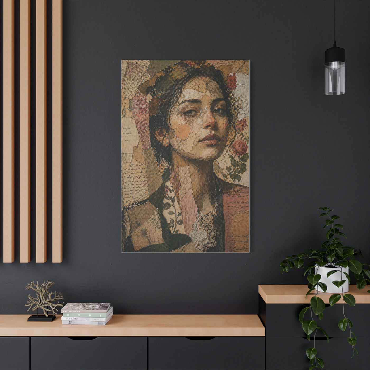 Mixed-Media Feminine Portrait Collage Wall Art & Canvas Print