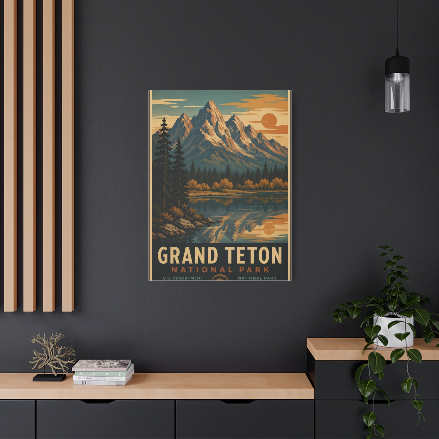 Grand Teton Vintage National Park Poster Wall Art & Canvas Print