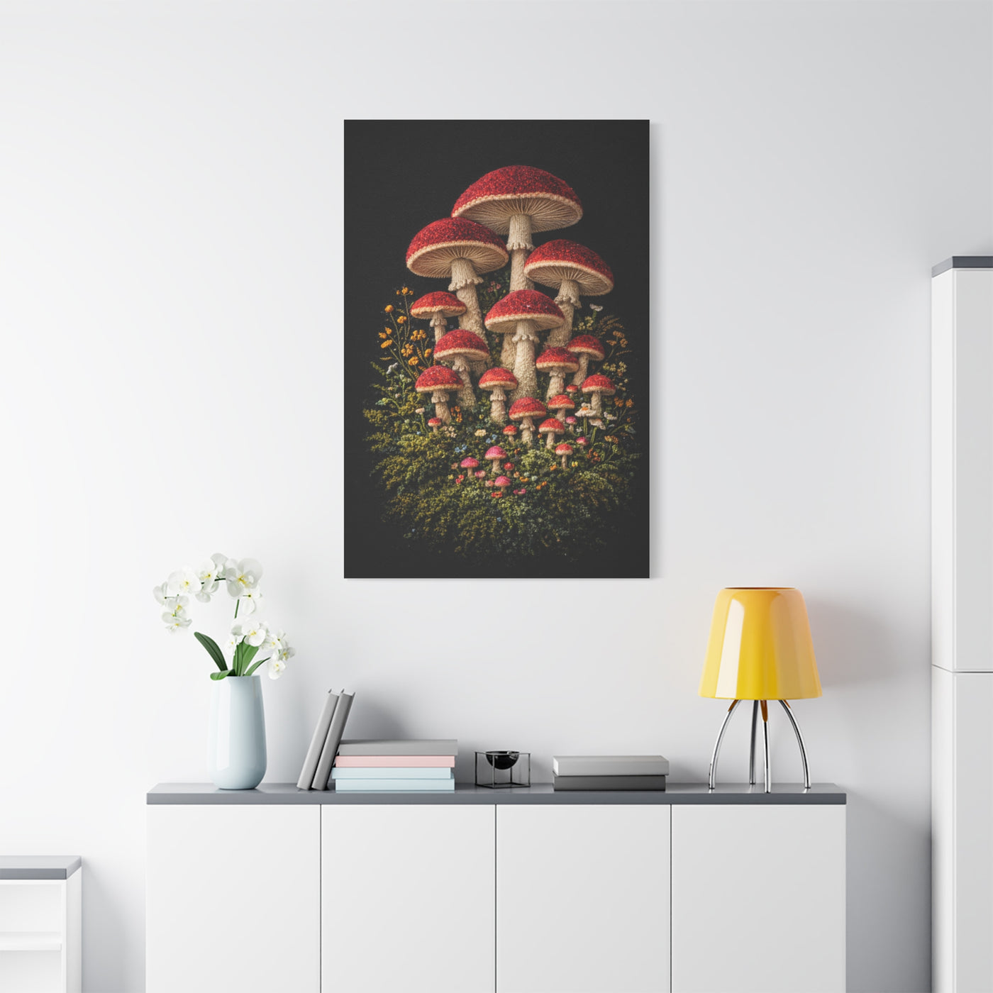 Mushroom Embroidered & Tufted Textile Art Wall Art & Canvas Print