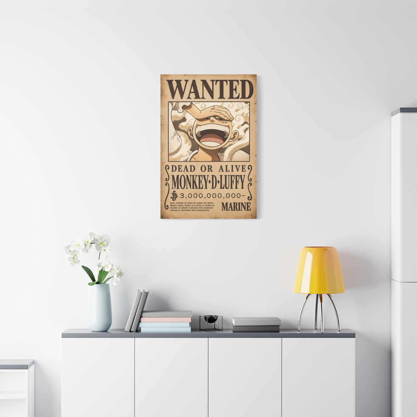 One Piece Monkey D. Luffy Gear 5 Wanted Poster Wall Art & Canvas Print