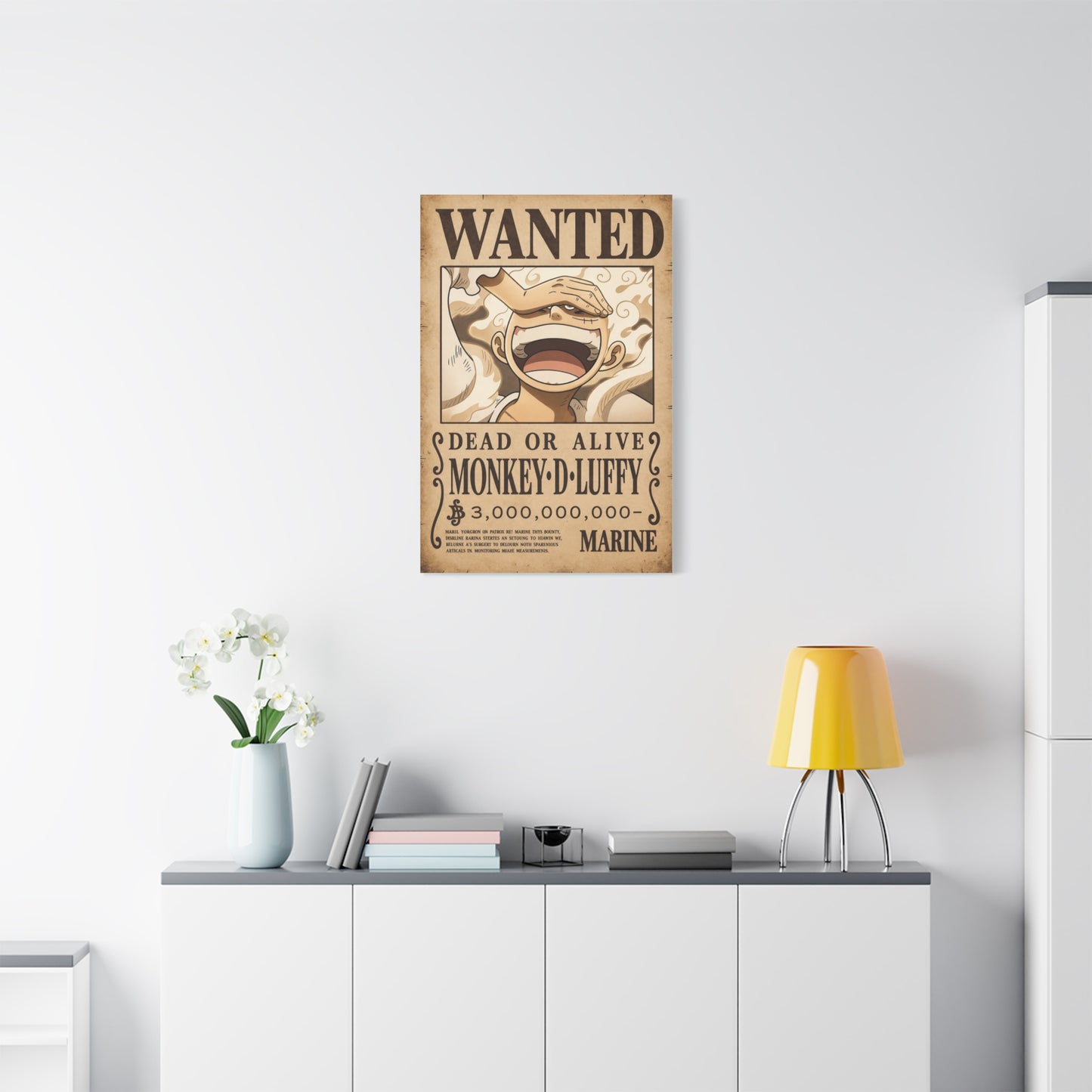 One Piece Monkey D. Luffy Gear 5 Wanted Poster Wall Art & Canvas Print