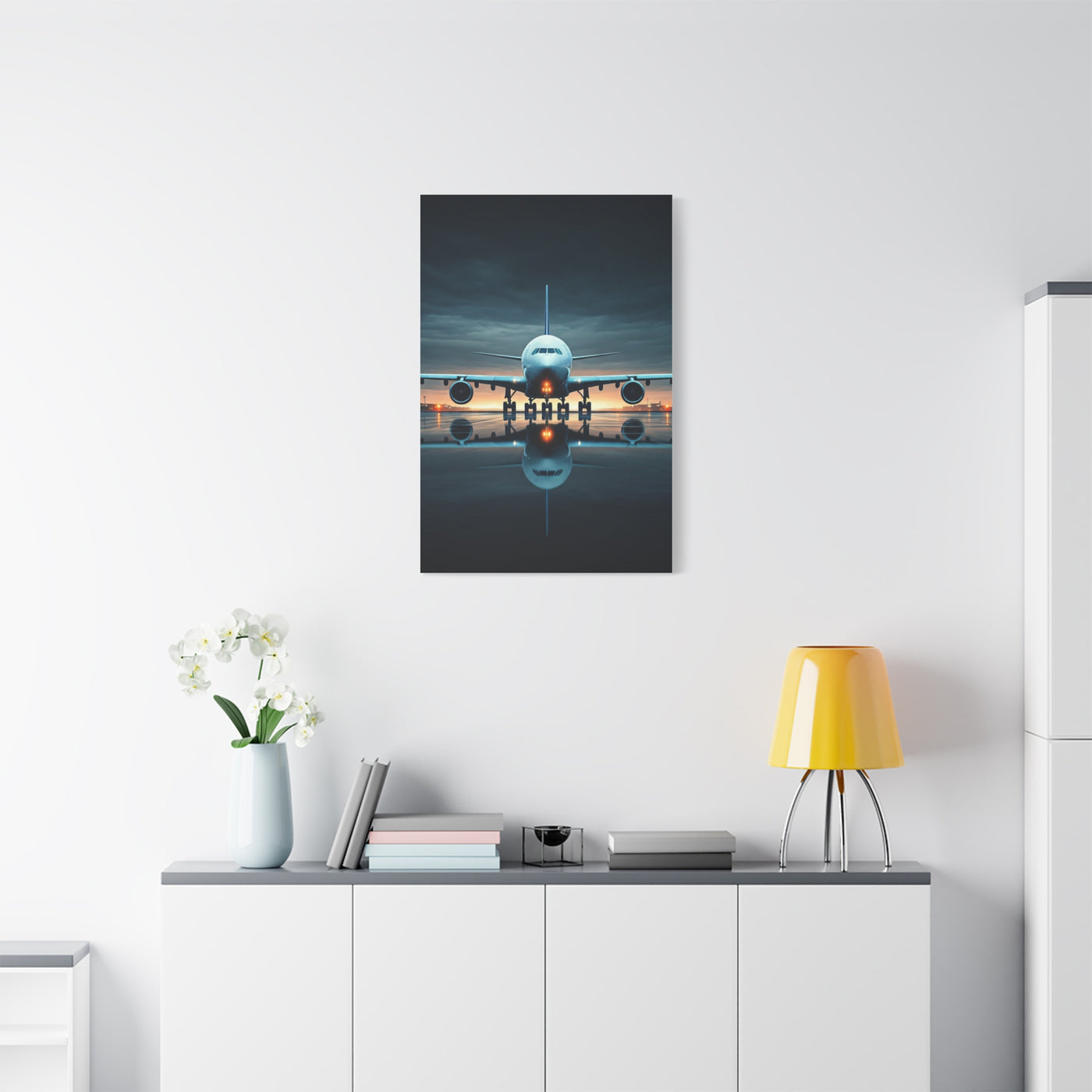 Runway Jet Reflection Wall Art & Canvas Prints
