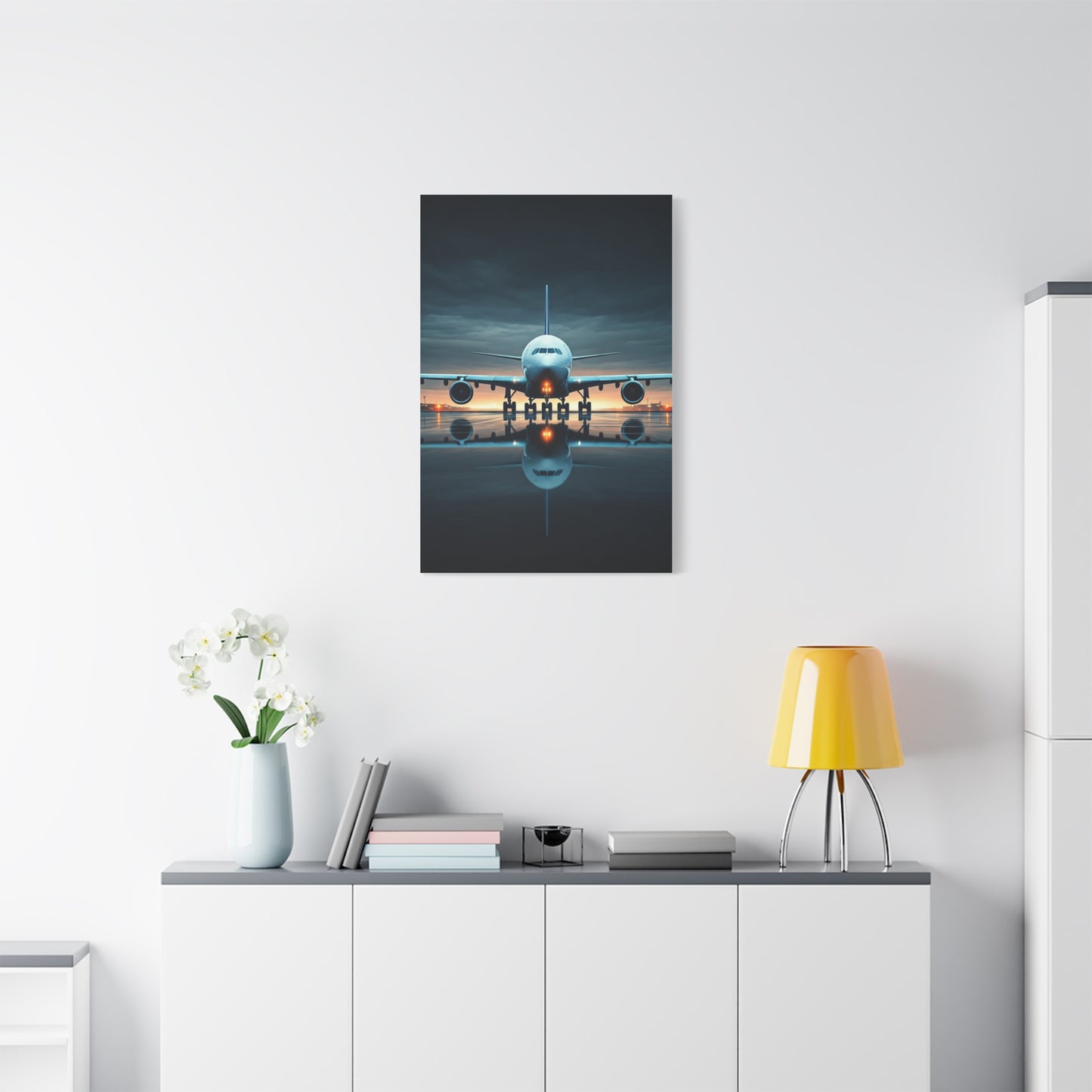 Runway Jet Reflection Wall Art & Canvas Prints
