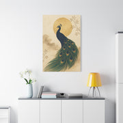 Japandi Moon Peacock Minimal Wall Art & Canvas Print