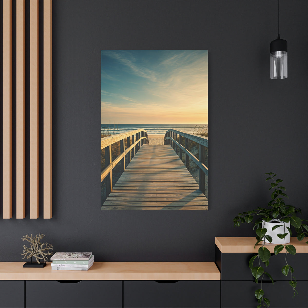 Wooden Boardwalk to the Ocean Horizon Wall Art & Canvas Prints