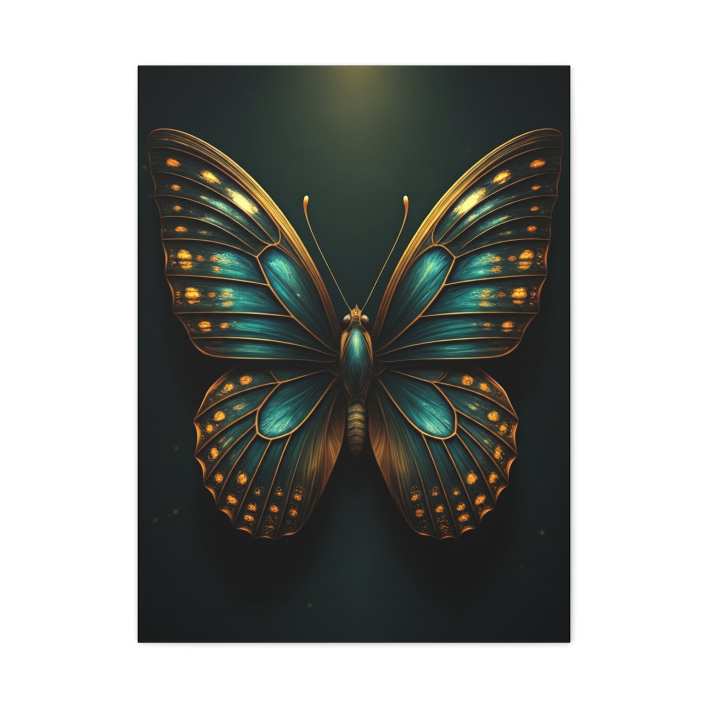 Emerald Gold Butterfly Symmetry Portrait Wall Art & Canvas Prints