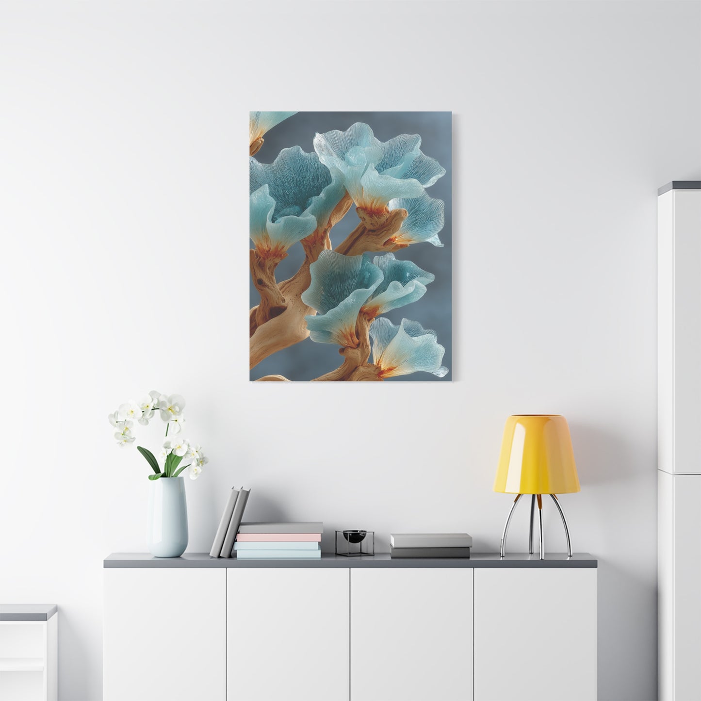 Driftwood and Sea Glass Floral Sculpture Wall Art & Canvas Print