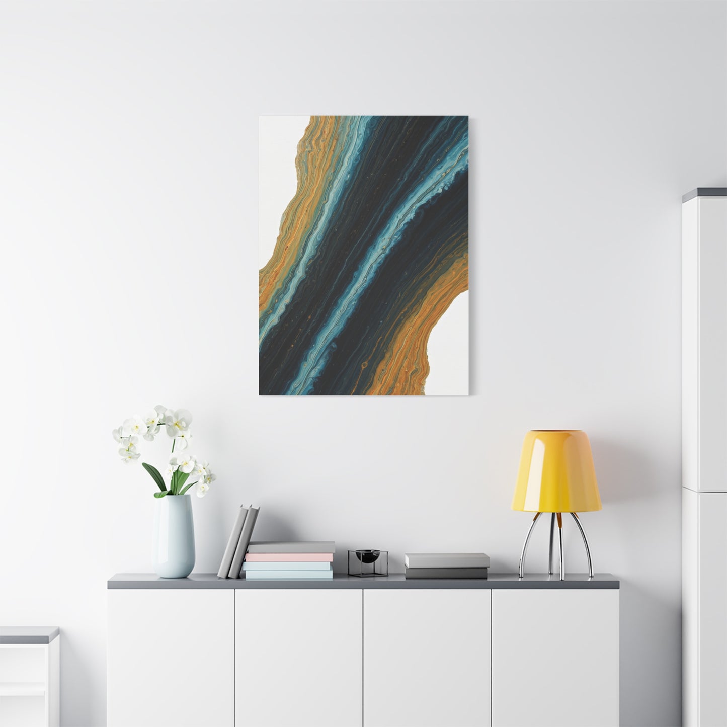 Blue and Gold Stone Flow Abstract Wall Art & Canvas Prints