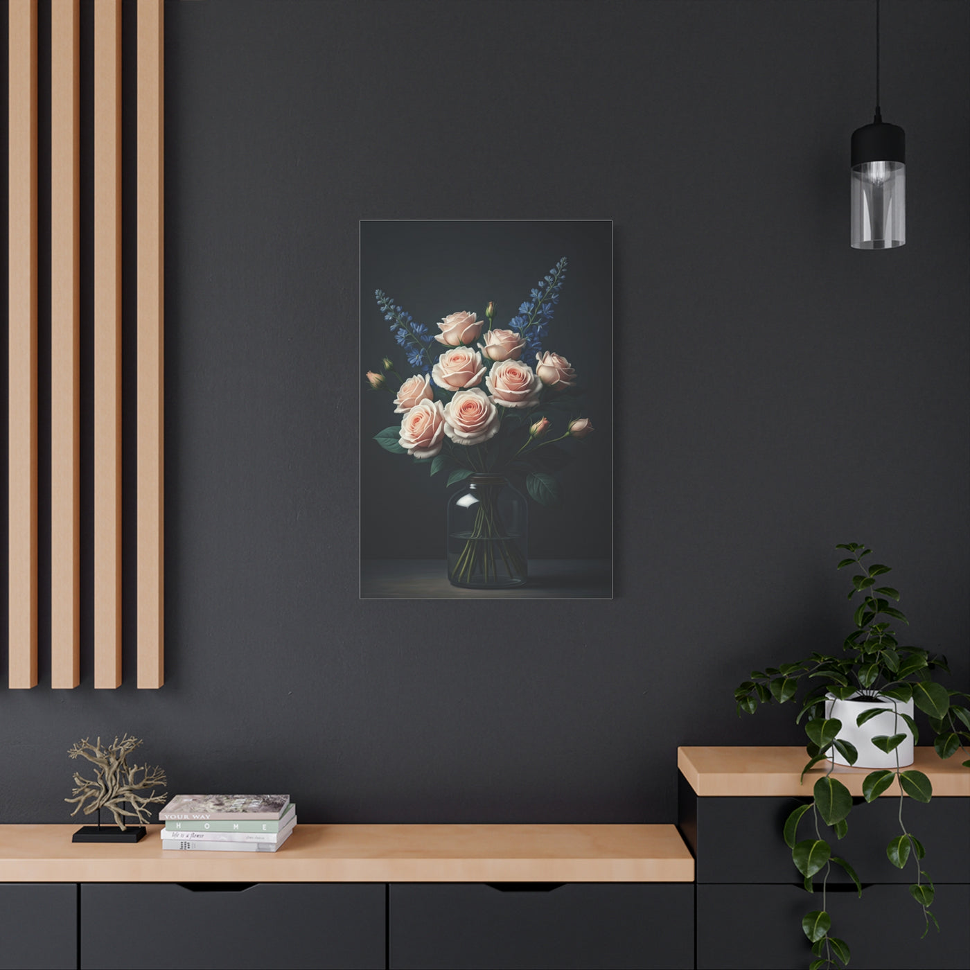 Blush Rose Bouquet in Glass Vase Wall Art & Canvas Prints