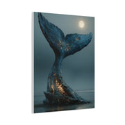Moonlit Driftwood Whale Tail Wall Art & Canvas Print