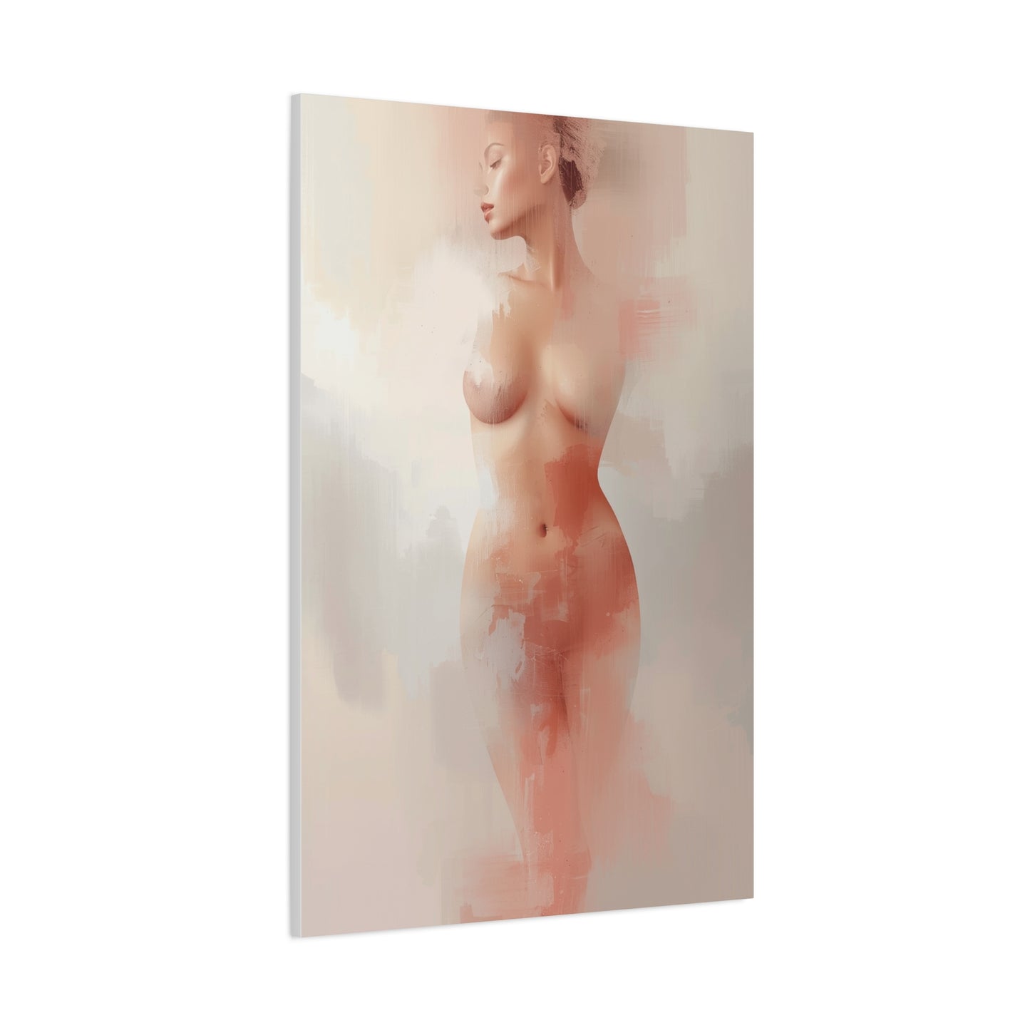 Blush Veil Figure Abstraction Wall Art & Canvas Print