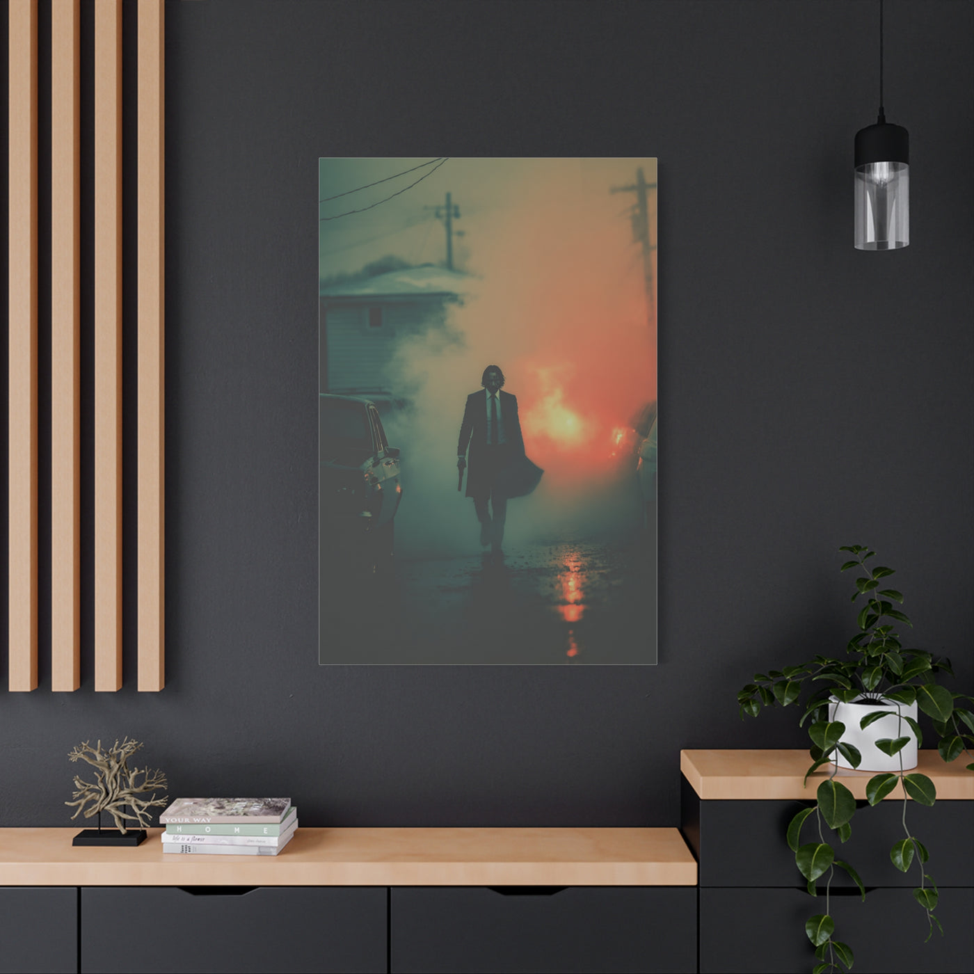 John Wick Foggy Street Walk Movie Poster Wall Art & Canvas Print