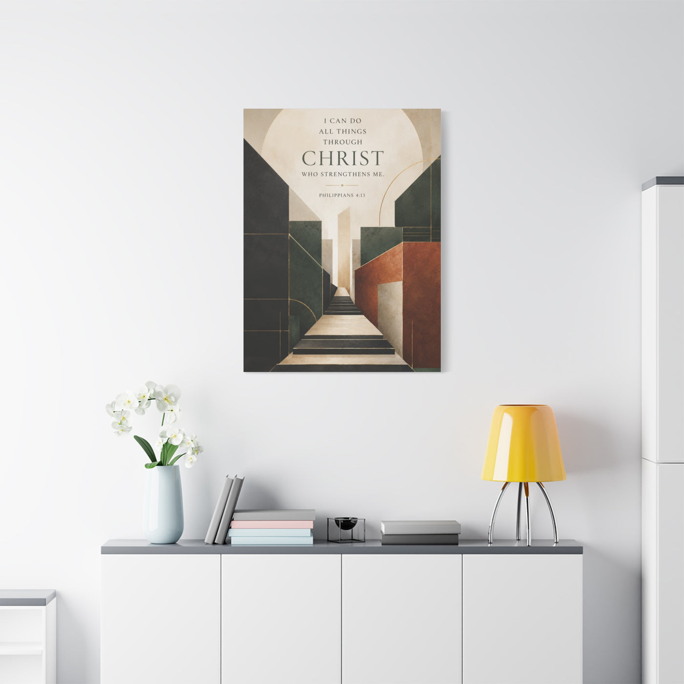 Philippians 4:13 Geometric Path Scripture Wall Art & Canvas Print