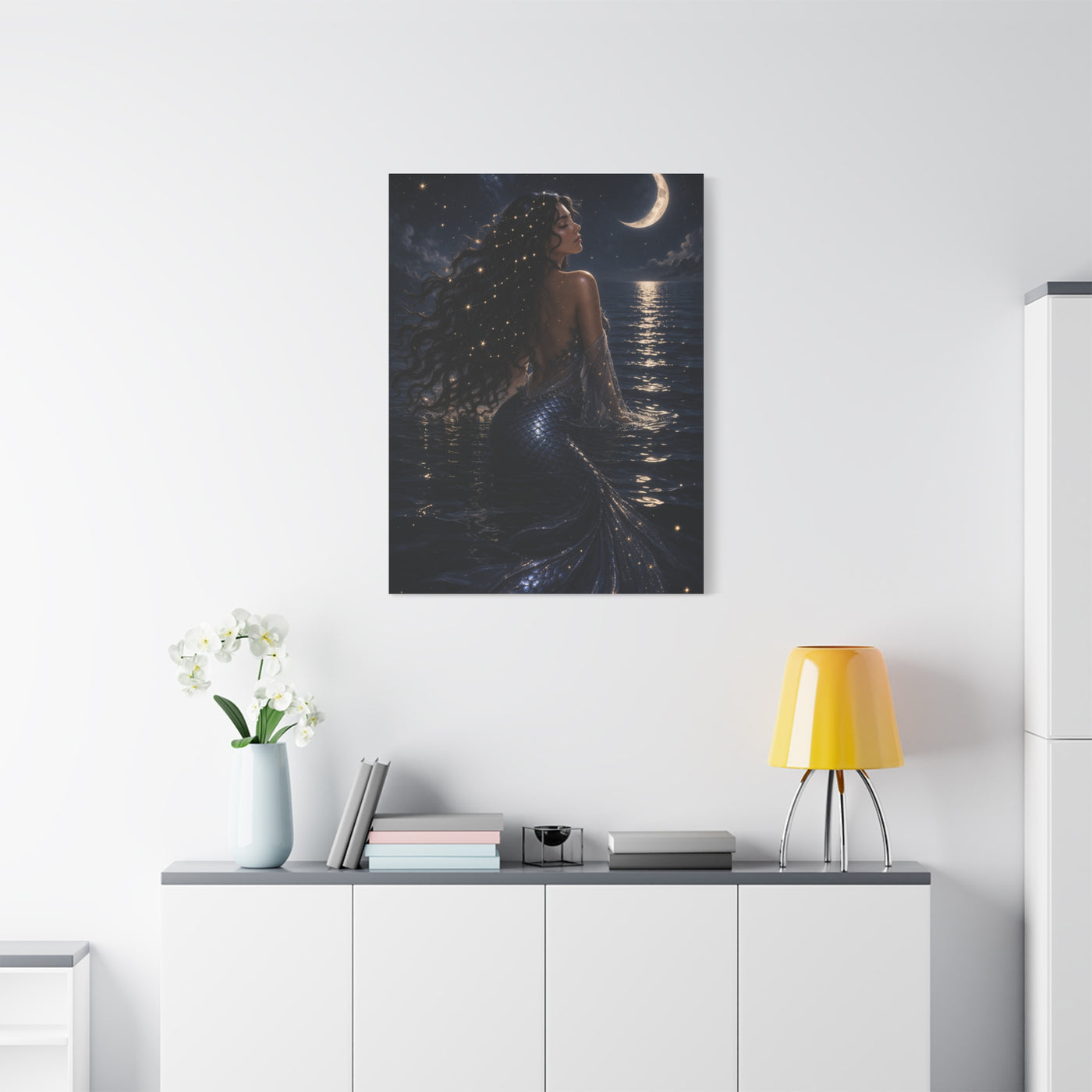 Celestial Moonlight Mermaid Dream Wall Art & Canvas Print