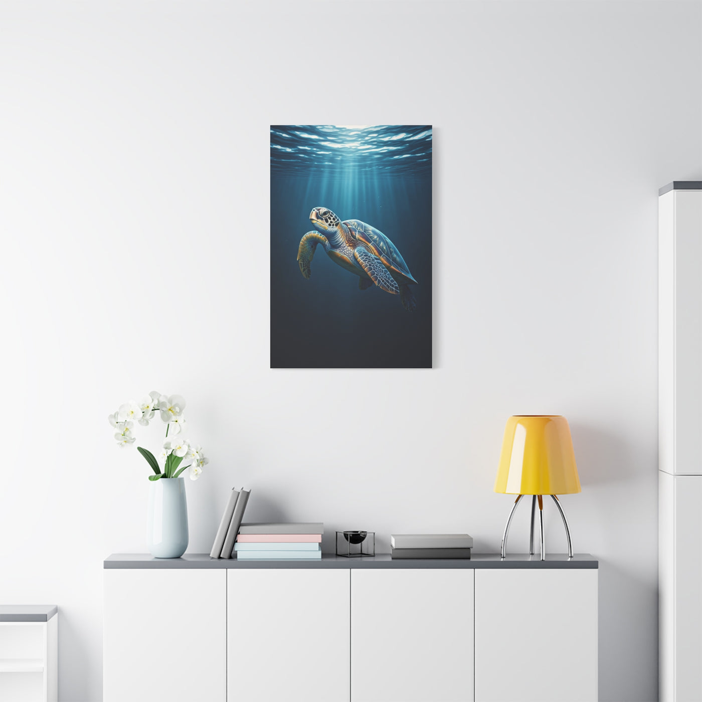 Sea Turtle Beneath Ocean Light Wall Art & Canvas Prints